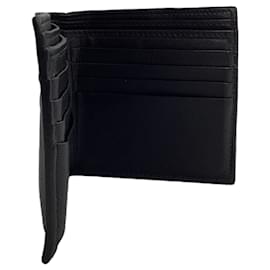 Alexander Mcqueen- Alexander Mcqueen Ribcage Bifold Wallet in Black Leather-Black