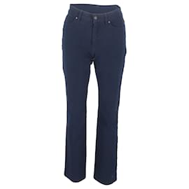 Escada- Escada High-Rise Flared Trousers in Navy Cotton-Blue,Navy blue