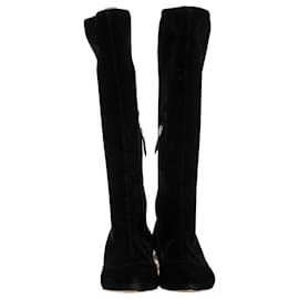 Miu Miu-Miu Miu Crystal Embellished Boots in Black Velvet-Black