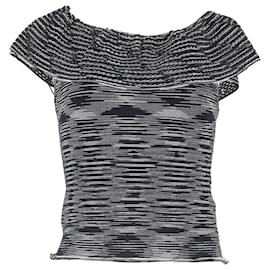 M Missoni-M Missoni Striped Top in Black Viscose-Black