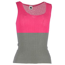 M Missoni-M Missoni Knit Sleeveless Top in Pink Cotton-Brown,Pink