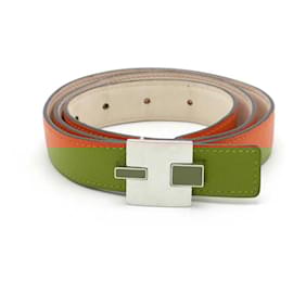 Hermès-Hermes Eileen H Belt Reversible Leather-Orange