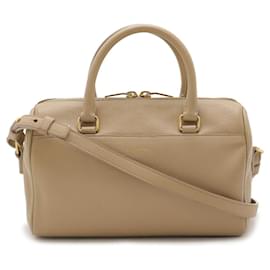 Yves Saint Laurent-Yves Saint Laurent Leather Mini Handbag-Brown,Beige