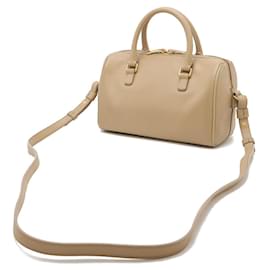Yves Saint Laurent-Yves Saint Laurent Leather Mini Handbag-Brown,Beige