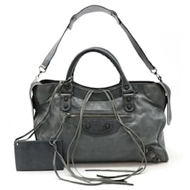 Balenciaga-Sac à main en cuir Balenciaga The City 2WAY-Vert