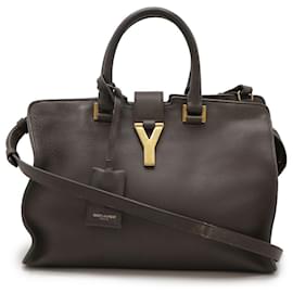 Yves Saint Laurent-Yves Saint Laurent Leather Y Line Handbag-Grey
