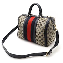 Gucci-Gucci GG Canvas Leather 2WAY Handbag 247205-Orange