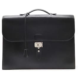 Hermès-Hermes Leather Sac a Depeche 38 Briefcase-Black