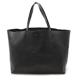 Céline-Celine Leather Horizontal Cabas Large Tote Bag-Black