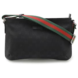 Gucci-Gucci GG Canvas Leather Shoulder Bag 189749-Black