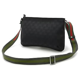 Gucci-Gucci GG Canvas Leather Shoulder Bag 189749-Black