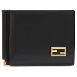 Fendi-Portefeuille bifold en cuir Fendi avec logo FF 7M0281-Noir