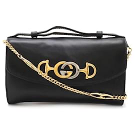 Gucci-Gucci Zumi Leather Chain Shoulder Bag 2WAY-Black