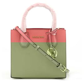 Michael Kors-Michael Kors Mercer Leather Crossbody Tote Bag-Pink