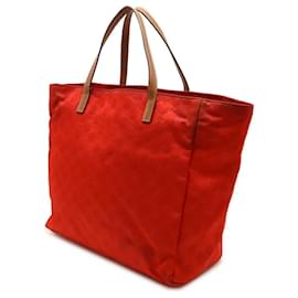 Gucci-Gucci Nylon Leather Tote Bag 282439-Red