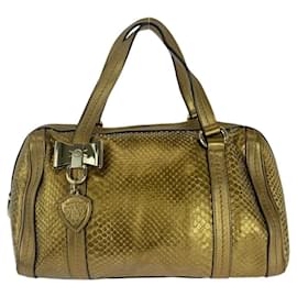 Gucci-Gucci Python Handbag 181487-Golden,Metallic