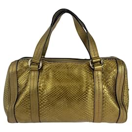 Gucci-Gucci Python Handbag 181487-Golden,Metallic