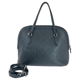 Gucci-Gucci Leather Guccissima 2way Handbag-Black