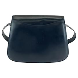 Céline-Celine Vintage Black Leather Shoulder Bag-Black
