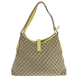 Gucci-Gucci New Jackie GG Canvas Hobo Bag-Brown,Beige