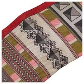 Hermès-Hermes Silk Twilly Scarf Red Multicolor-Red