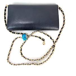 Chanel-Chanel Calfskin Timeless CC Long French Black Wallet WOC-Black