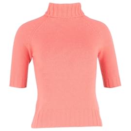 Céline-Celine Cropped Sweater in Peach Cashmere-Pink,Peach