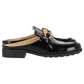 Bottega Veneta-Bottega Veneta Monsieur Chain Mule Loafers in Black Calfskin Leather-Black