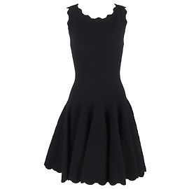 Autre Marque Alaïa Mini Kleid mit Wellenkante aus schwarzer Wolle Schwarz