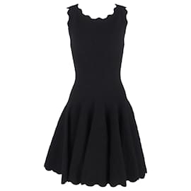 Autre Marque-Alaïa Scalloped Mini Dress in Black Wool-Black
