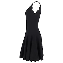 Autre Marque-Alaïa Scalloped Mini Dress in Black Wool-Black