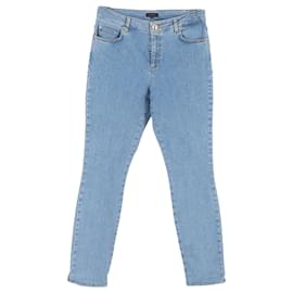 Escada- Escada Flower Patch Skinny Jeans in Blue Cotton Denim-Blue,Light blue