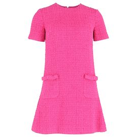 Valentino Garavani Vestido Mini em Tweed Valentino em Algodão Rosa Marrom Rosa