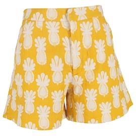 Autre Marque-La DoubleJ Pineapple Print Short in Yellow Cotton-Yellow