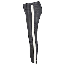 Haider Ackermann-Haider Ackermann Stripe Detail Pants in Black Leather-Black