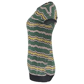 Missoni- M Missoni Chevron Boat Neck T-Shirt in Multicolor Cotton-Multiple colors