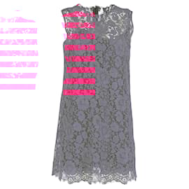 Autre Marque-Dolce & Gabbana Lace Pattern Mini Dress in Pink Cotton-Brown,Pink