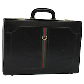 Gucci-GUCCI Web Sherry Line Attache case Hand Bag Leather Red Black Green Auth EC515-Black,Red,Green