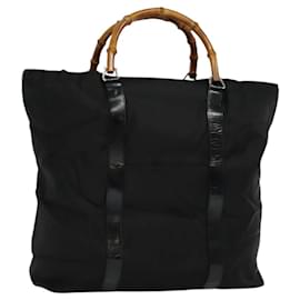 Gucci-GUCCI Bamboo Hand Bag Nylon Black 002 2854 0412 5 Auth EC436-Black