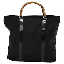 Gucci-GUCCI Bamboo Hand Bag Nylon Black 002 2854 0412 5 Auth EC436-Black