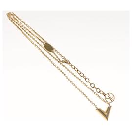 Louis Vuitton-LOUIS VUITTON Essential V Necklace Gold M61083 LV Auth bs24152-Golden