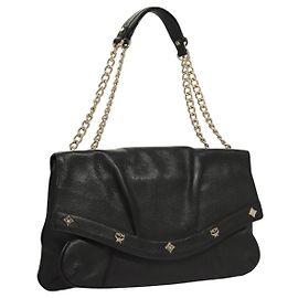 Borsa a spalla MCM in pelle nera e oro Auth MY306 Nero D'oro