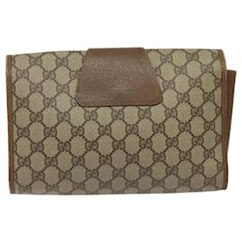 Gucci-GUCCI GG Supreme Web Sherry Line Clutch Bag PVC Beige 89 01 030 Auth bs23876-Red,Beige,Green