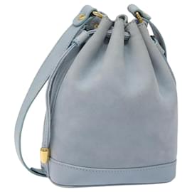 Céline-CELINE Shoulder Bag Suede Blue Auth EC961-Blue