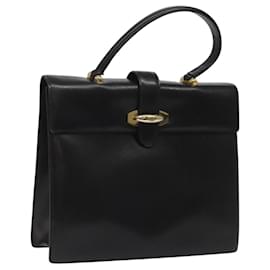 Céline-CELINE Hand Bag Leather Black Gold Auth hk2385-Black,Golden