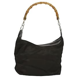 Gucci-GUCCI Bamboo Shoulder Bag Nylon Brown 000 1956 0531 Auth ep7887-Brown