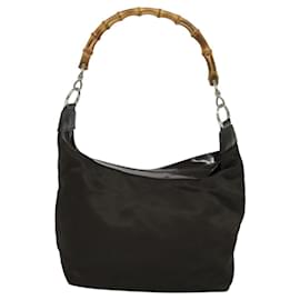 Gucci-GUCCI Bamboo Shoulder Bag Nylon Brown 000 1956 0531 Auth ep7887-Brown