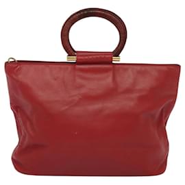 Céline-CELINE Hand Bag Leather 2way Red Auth ep8031-Red