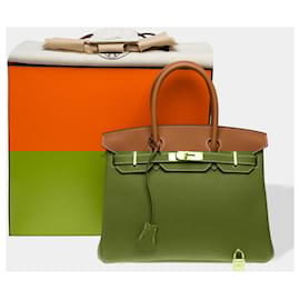 Hermès-HERMES Birkin 30 Bag in Golden Leather - 102611-Golden