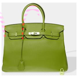 Hermès-HERMES Birkin 35 Bag in Orange Leather - 102595-Orange